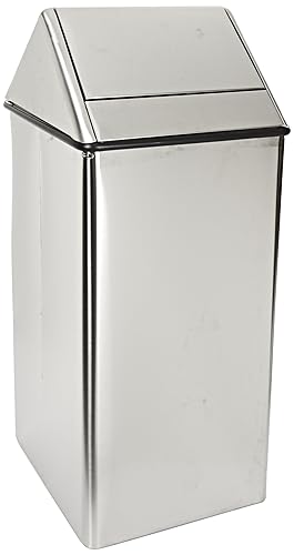 Witt Industries 1511HTSS - Cesta de acero inoxidable de 36 galones para vigilancia de residuos y receptáculo con parte superior, cuadrado, 19 disponible en Yaxa Peru