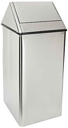 Witt Industries 1511HTSS Stainless Steel 36-Gallon Waste Watcher Hamper and Swing Top Receptacle, Square, 19" Width x 19" Depth x 39" Height, Silver