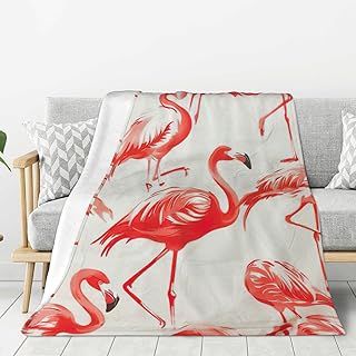 XJXZCFNB Manta de franela de microfibra súper suave con estampado de flamencos sobre blanco, manta para adultos y niños, para sofá, cama, sofá, ultra lujosa, cálida y acogedora para todas las