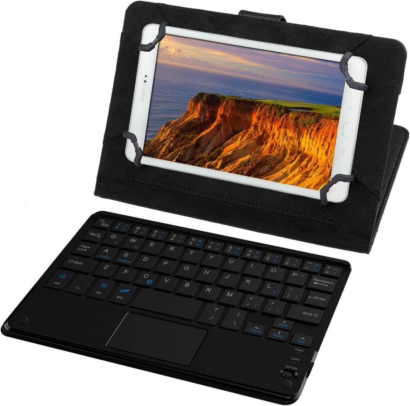 JETech Bluetooth Wireless Keyboard Leather Smart Case with Touchpad for 7 Inch and 8 Inch Tablet
