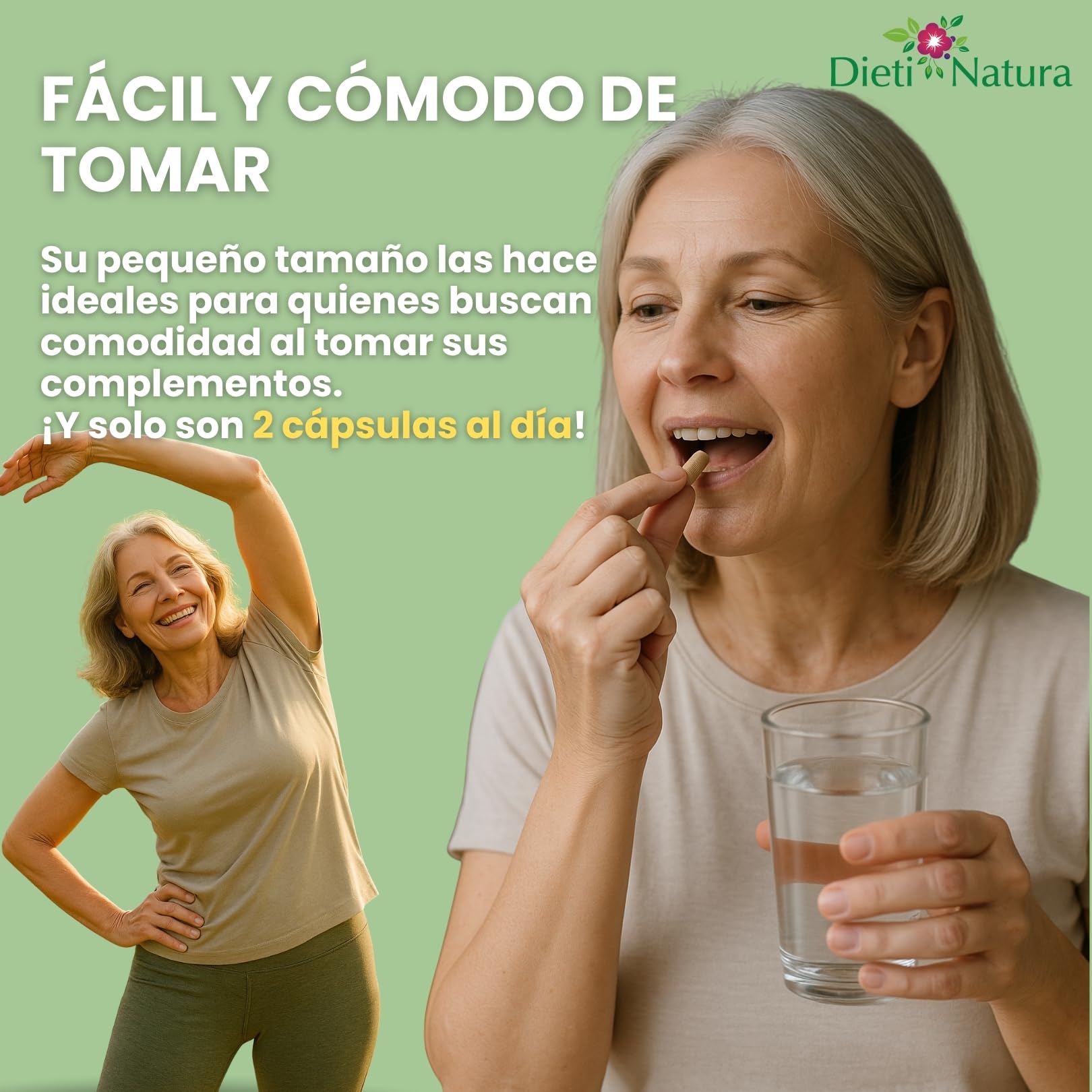 Dieti Natura Cápsulas de Glucosamina con Condroitina - Con MSM, Colágeno Marino, Zinc y Manganeso - Para la Flexibilidad y Movilidad de las articulaciones - Fabricado en Francia sin OMG (60 Cápsulas)