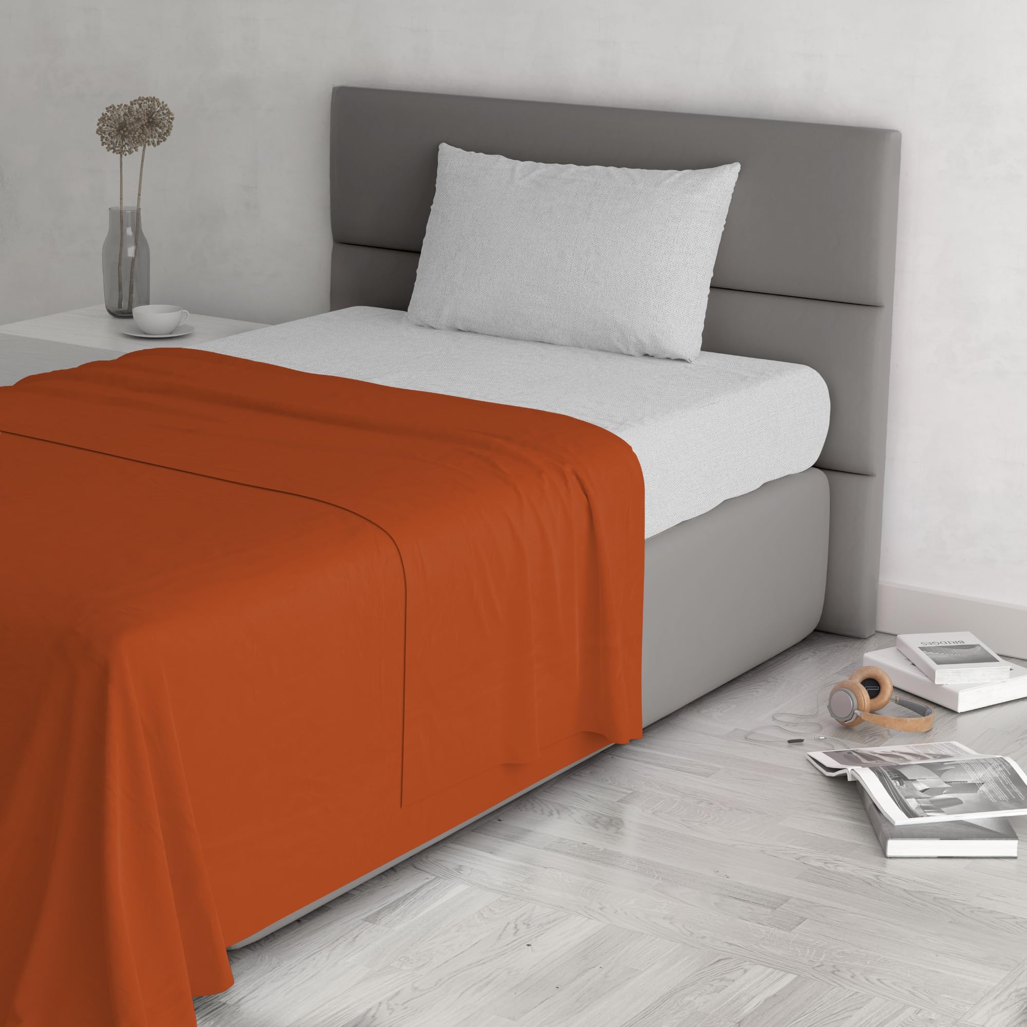 Trend Chic 100% Cotton Bed Set, Made in Italy, Single, Terra, Earth