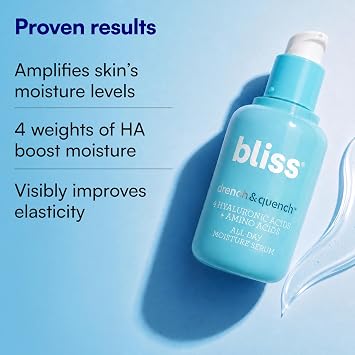 Bliss Drench & Quench Hyaluronic Acid Hydrating Serum - 1 Fl Oz - Daily Use