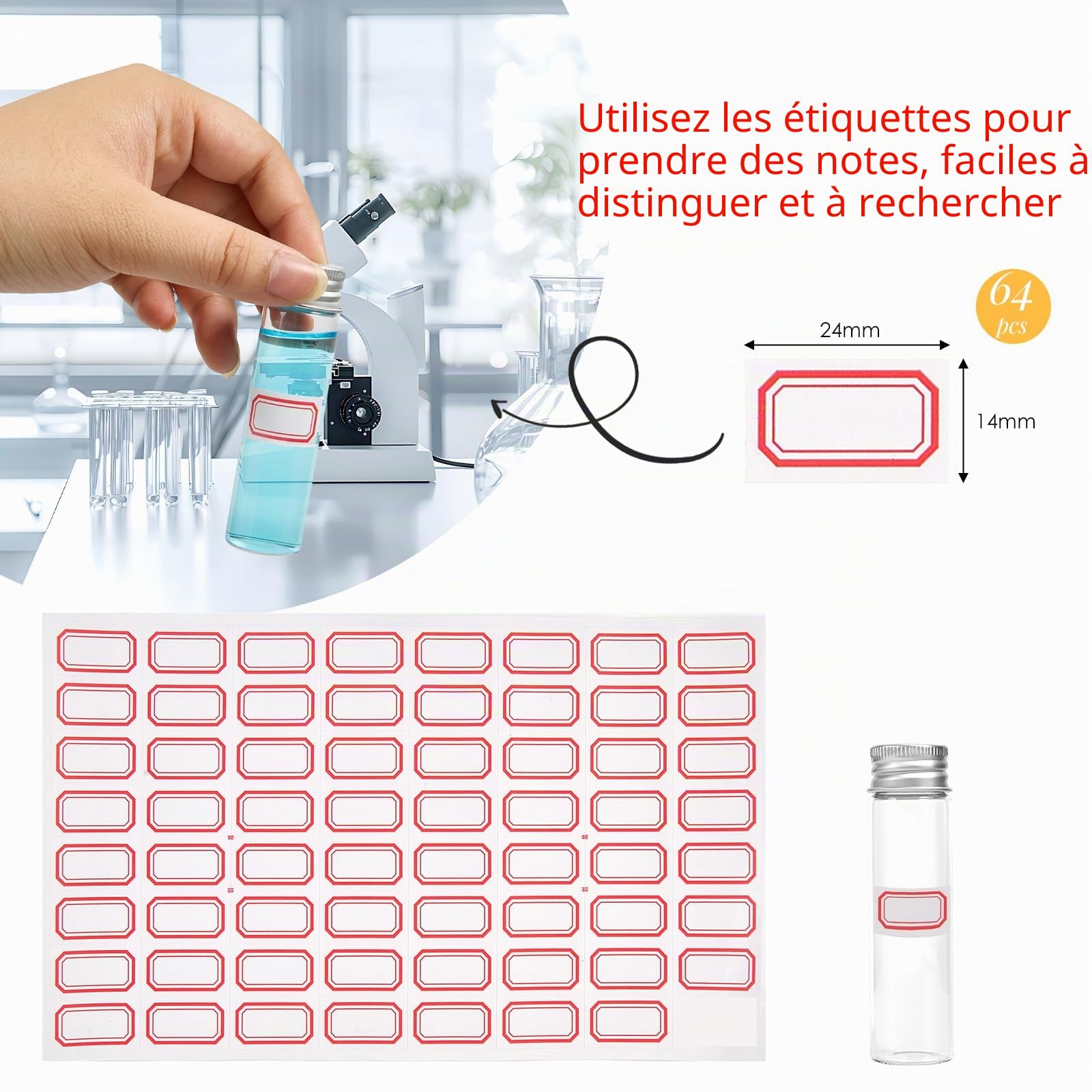 Lot de 50 fioles en verre de 20 ml avec bouchons à vis et bouchons en plastique, petit flacon d'échantillon de liquide transparent, fiole anti-fuite