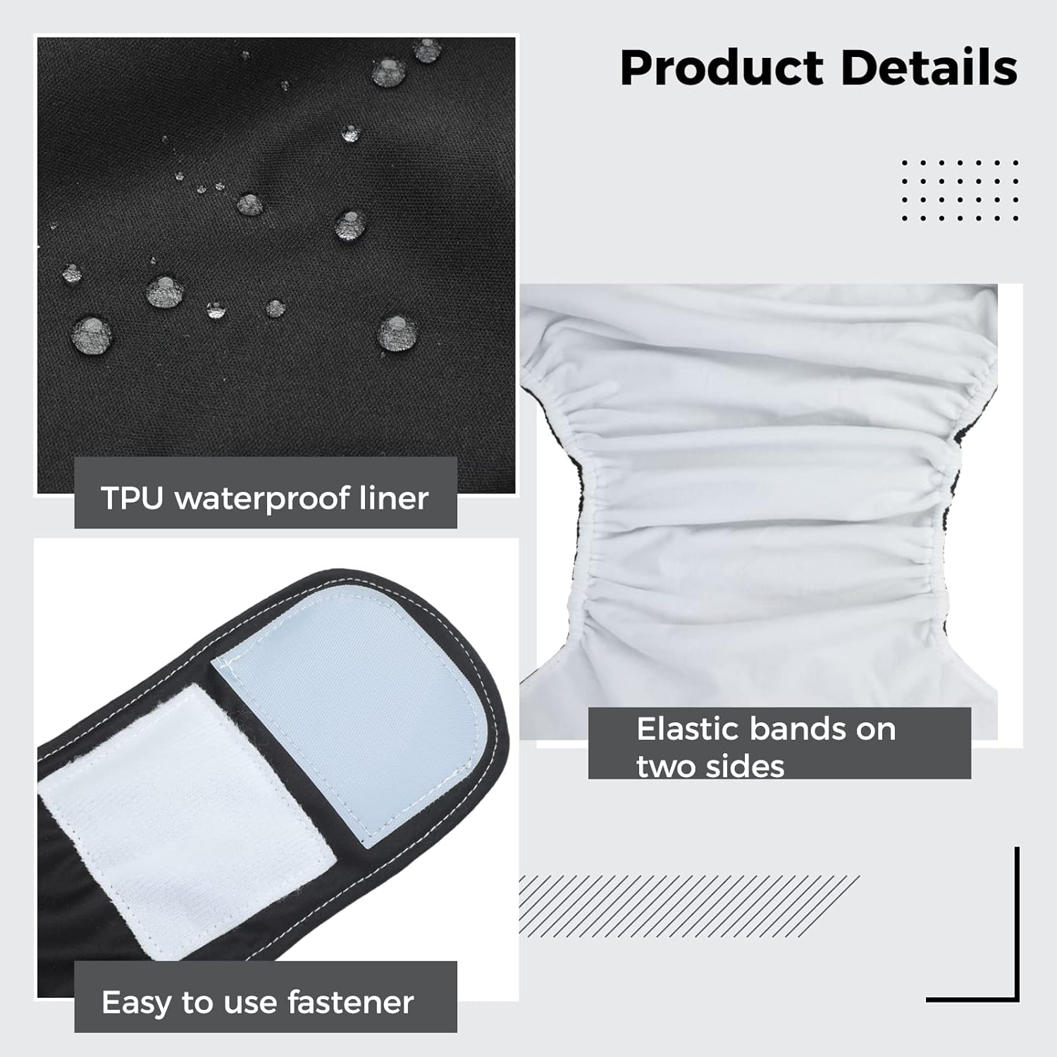 Adult Cloth Diapers (34-45 inch Waist), Reusable Incontinence Pants Cloth Diaper Wraps Washable Overnight Leak-Free Underwear for Elderly Patients Men and Women