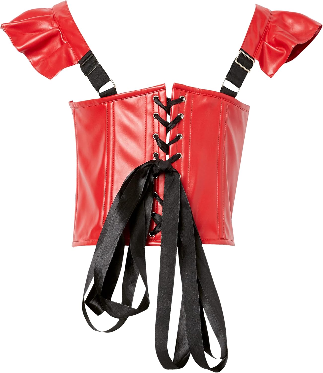 Daisy corsets Top feminino de couro sintético vermelho com mangas