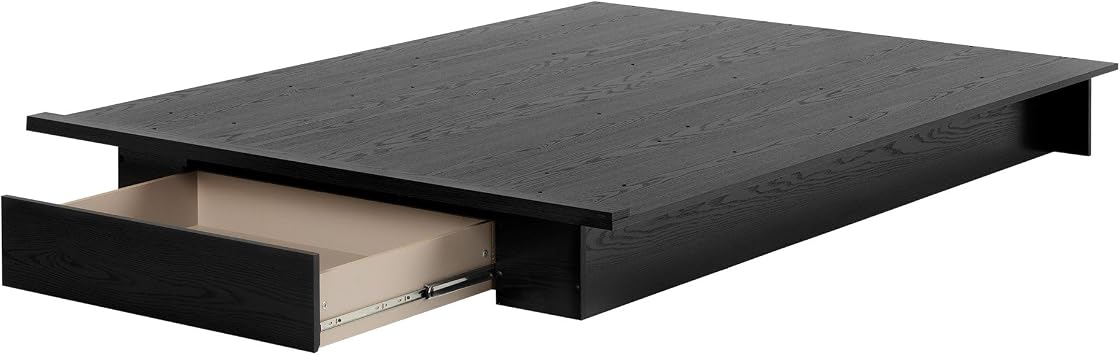 South Shore Holland Platform Bed 54/60, Full/Queen, Black Oak