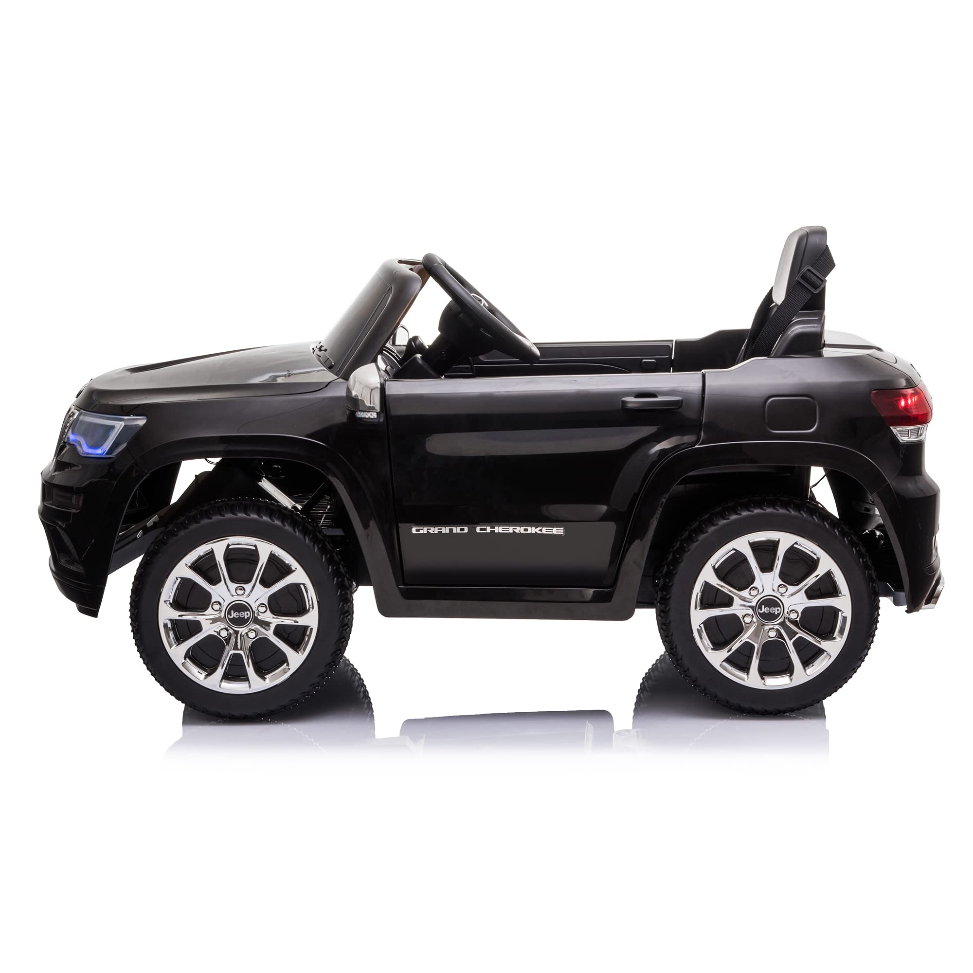 FEBER Jeep Cherokee Black 12V R/C, Auto elettrica, 1 posto, radiocomando: Fari con luce, 2 marce, acceleratore e freno elettrico, da 3 a 8 anni, Famosa (800013449)