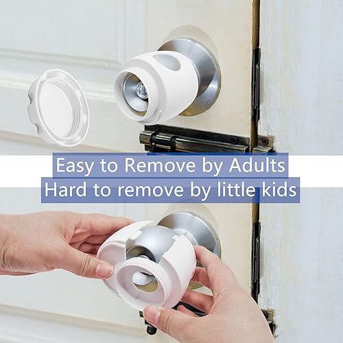 Miniatura 4 de Cerraduras a prueba de niños, paquete de 4 fundas para pomos de puerta a prueba de niños, manija a prueba de niños pequeños, perilla de seguridad