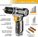 DEKOPRO Cordless Drill Tool Box with 12V Battery Electric Drill Driver for Home Hand Repair Power Tools Sets Drills Case