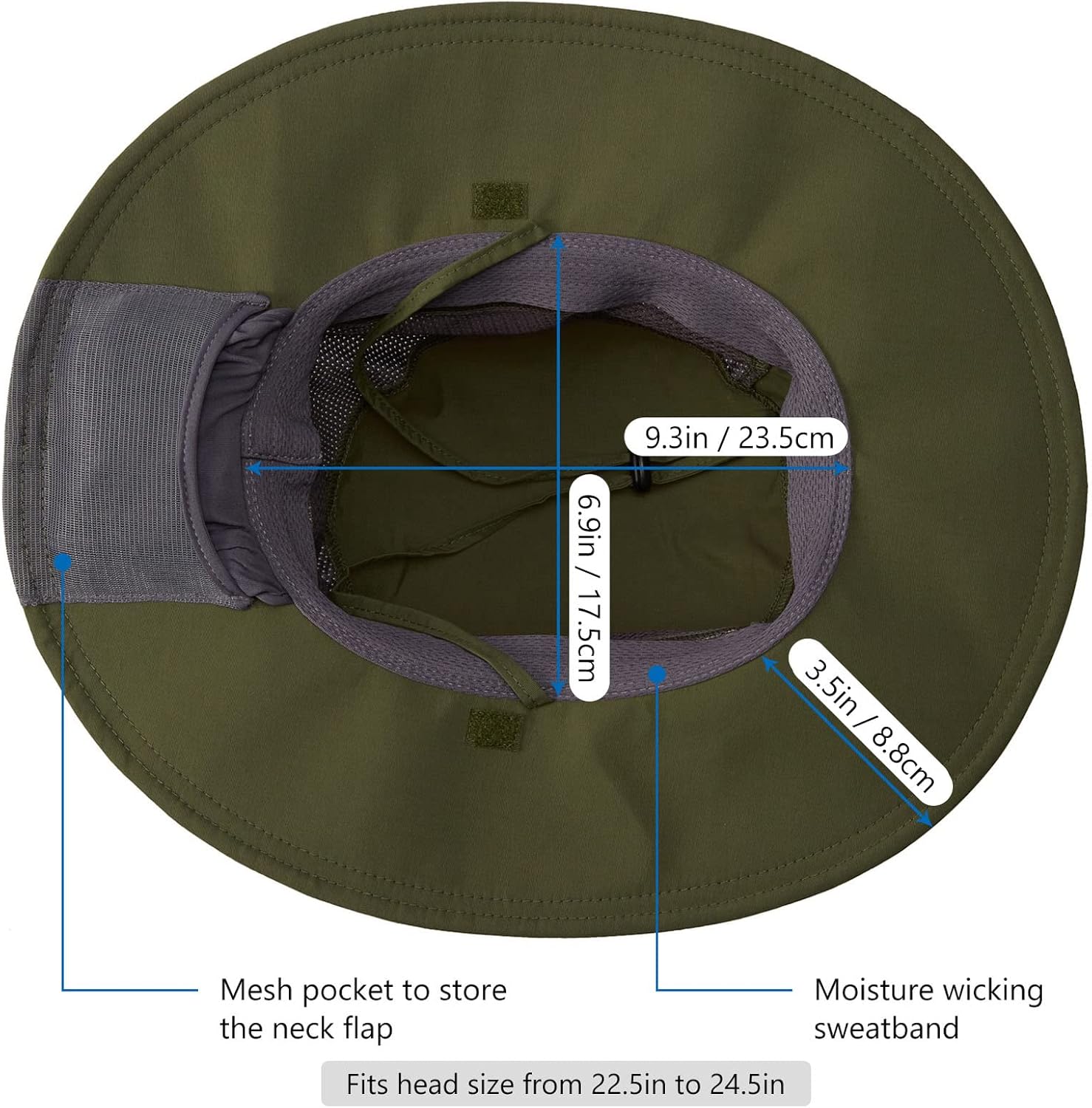 BASSDASH UPF 50+ Sun Fishing Hat Water Resistant with Detachable Neck Flap - Image 5