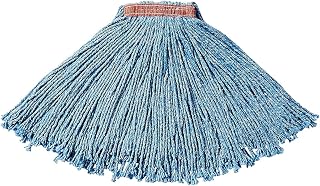 Rubbermaid Commercial Commercial Premium Cut-End 16-Ounce Blend Mop, Fast Drying Strands, Orange Headband, Blue, Heavy Duty Wet Mop for Floor Cleaning Office/School/Stadium/Bathroom