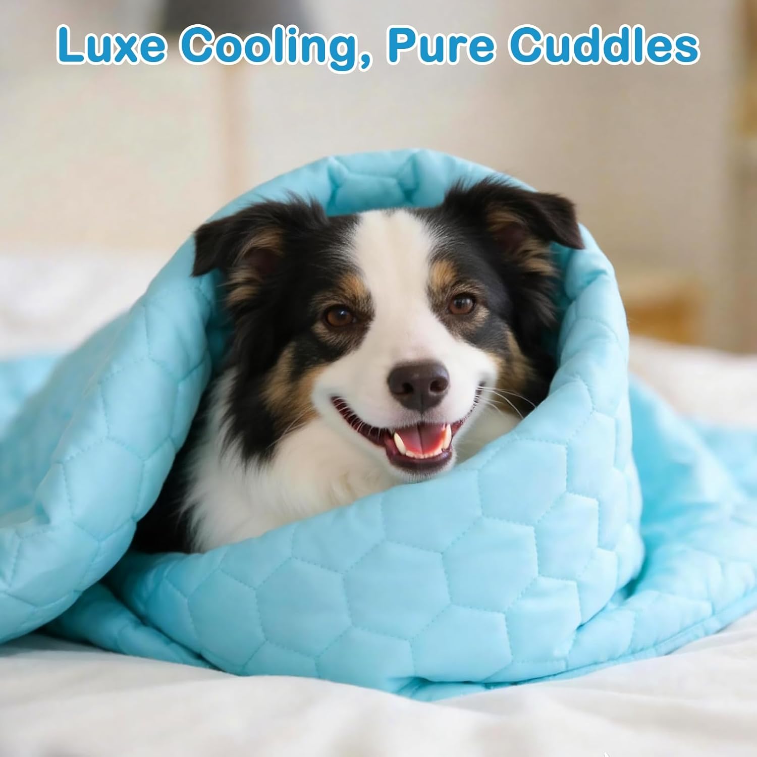 Vivifying Cooling Blanket for Dogs, Reversible Ice Silk Dog Cooling Mat with Waterproof Layer, Soft Pet Throw Blanket for Couch, Bed, Crate, Floor, Breathable Summer Pet Pad, 40 x 60 Inches (Blue)