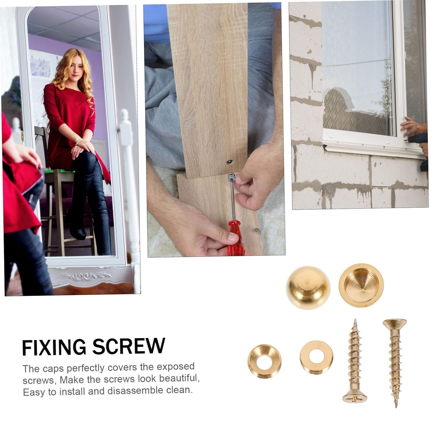 24pcs Decorative Cover Mirror Nails Thicken Copper Fixing Nails for Advertising Home Use Resistant Caps for Secure Installation Various Settings
