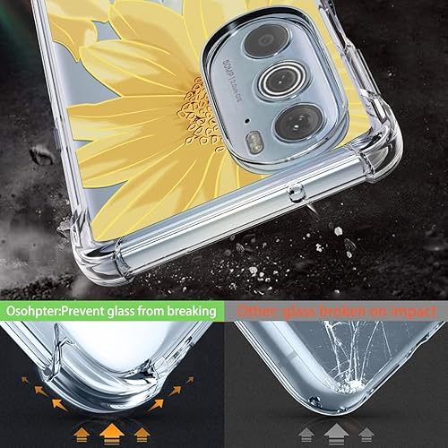 Miniatura 9 de Osophter Funda para Motorola Edge Plus 2022, Moto Edge Plus 2022, funda floral floral para niñas y mujeres, absorción de golpes, funda de goma TPU