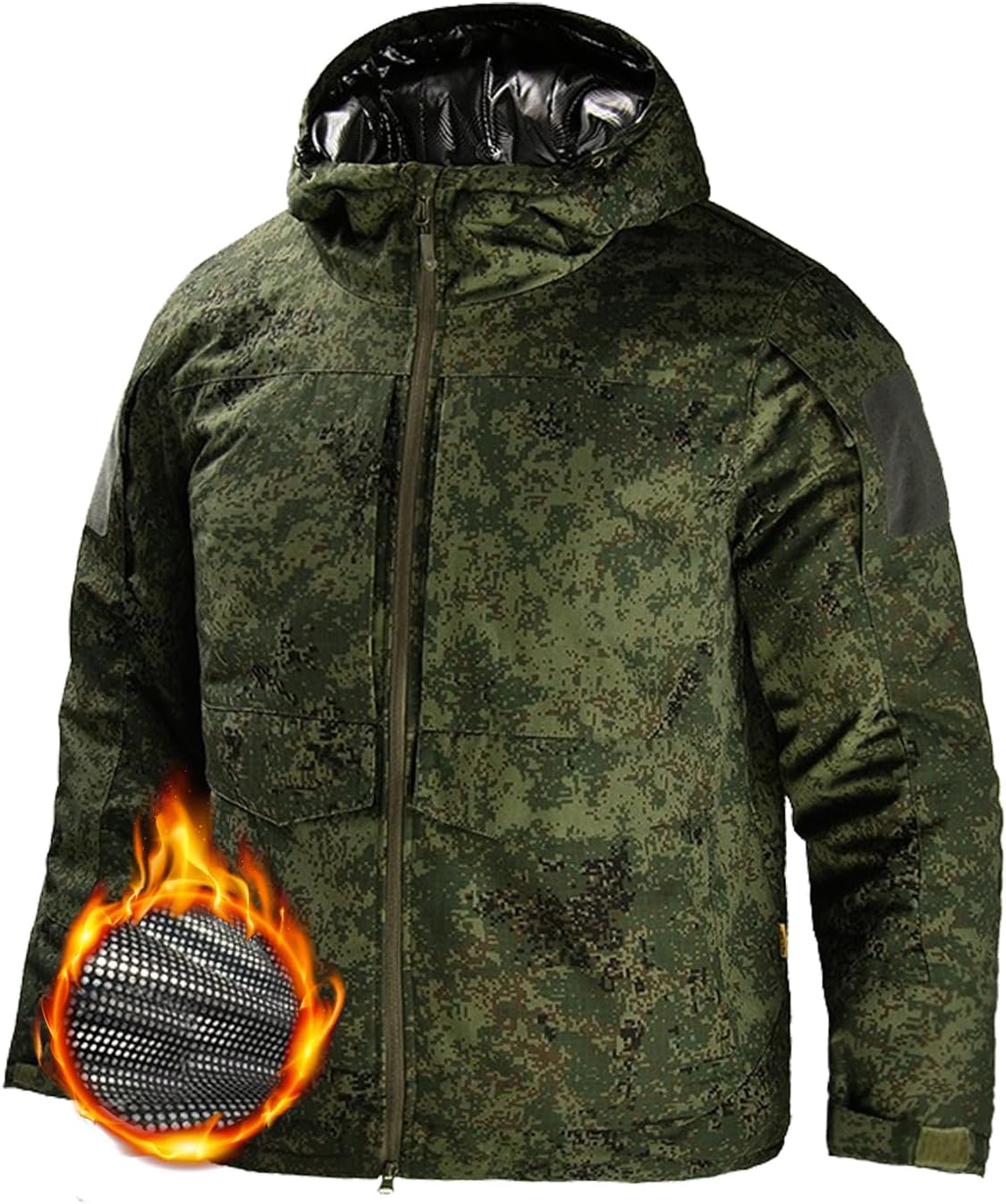 HARGLESMAN Heat Reflective Tactical Jacket for Men Winter Outdoor Camouflage Insulated Windbreaker Military Style Jacket