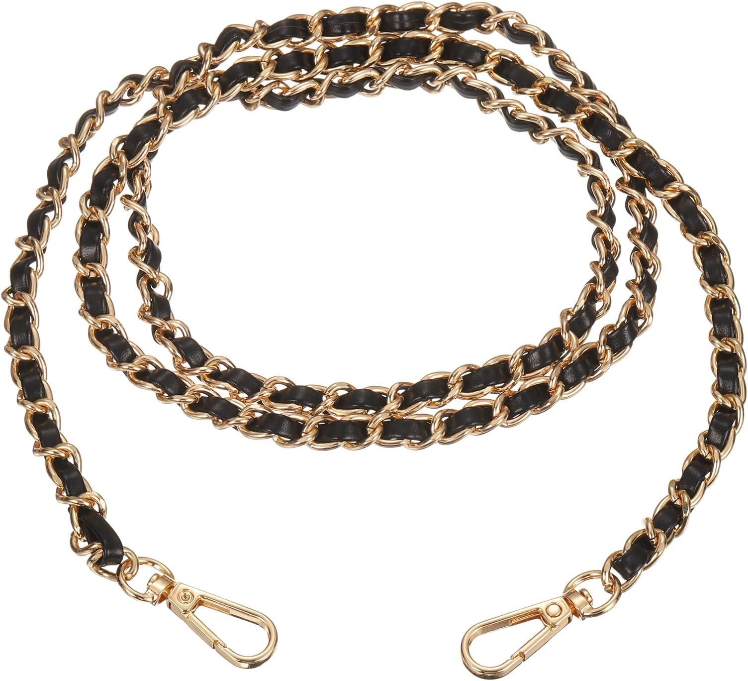 TIXIPEM Purse Chain Strap [1Pcs] - 47.2 Inch Metal Crossbody Bag Chains Strap Use for Purse & Crossbody Bag & Handbag - [Light Gold & Black]