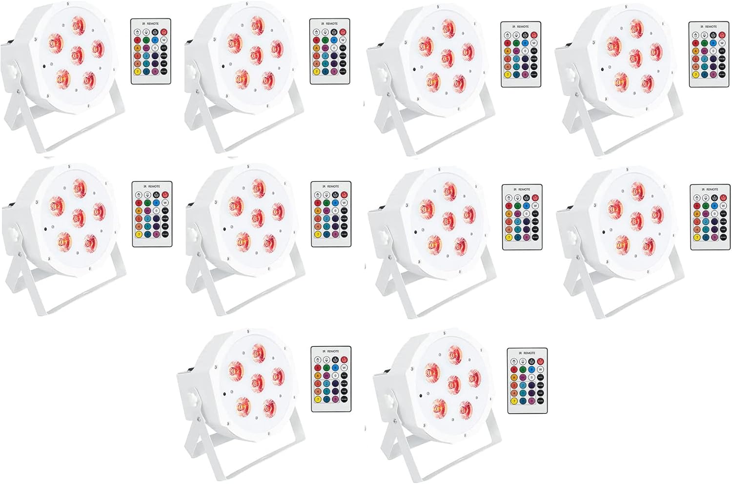 Rockville Battery PAR 61 White Rechargeable RGBWA+UV DMX DJ Wash Light, IR Remote, 5000mA Lithium Battery, 6 x 6W LEDs, Sound Activated Mode, 10-Piece