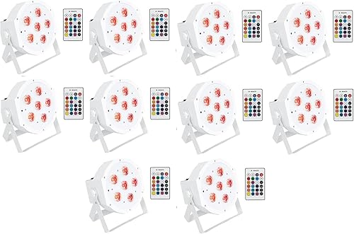 10 Rockville Battery PAR 61 Blanco Recargable RGBWA+ DMX DJ Up-Lights+Remotes