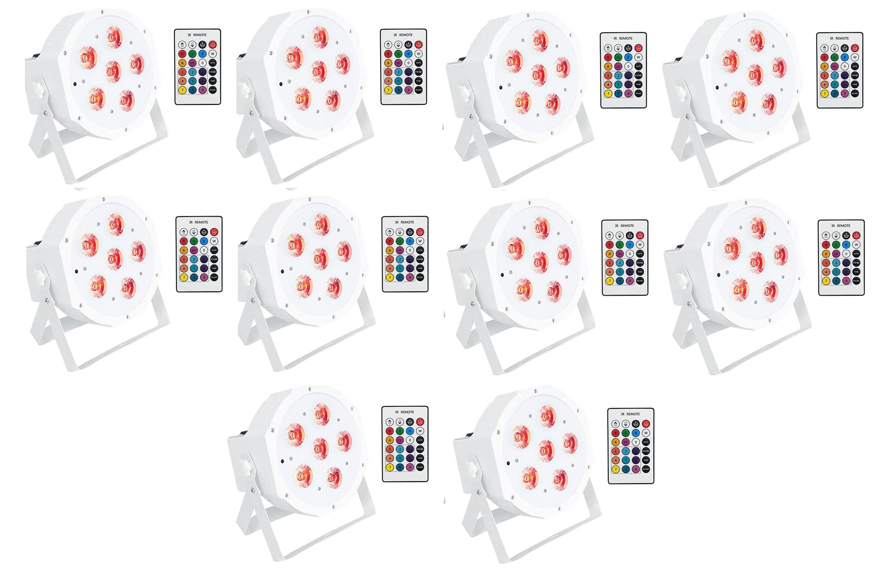 10 Rockville Battery PAR 61 White Rechargeable RGBWA+ DMX DJ Up-Lights+Remotes