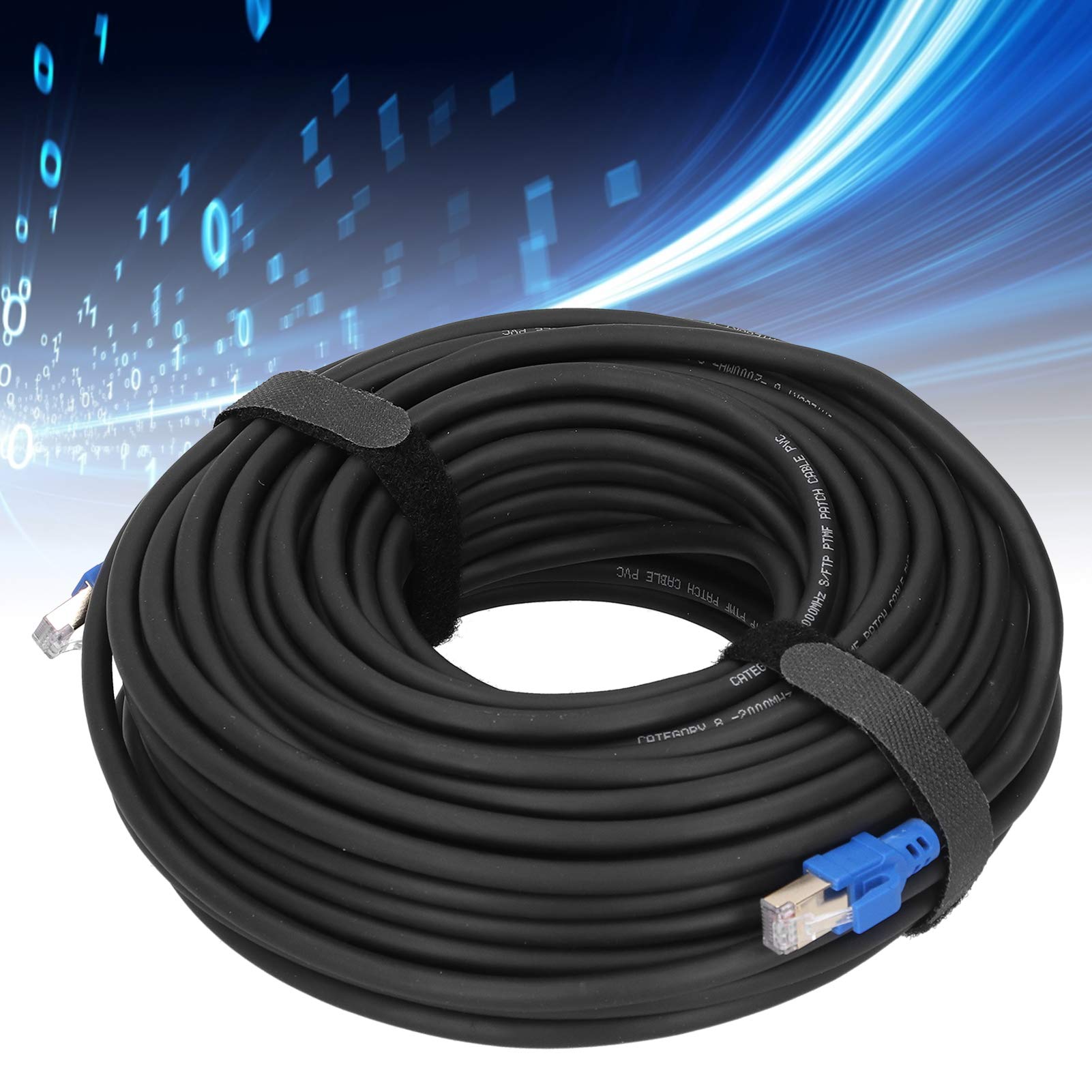 Kabel Ethernet Cat8 40 Gb/s 2000 MHz, Ekranowany Kabel Sieciowy LAN o Dużej Prędkości SFTP, Pozłacane Złącze RJ45, Kompatybilny Wstecz z Cat7/Cat6a/Cat6/Cat5e dla Routera, Modemu, (25 m /