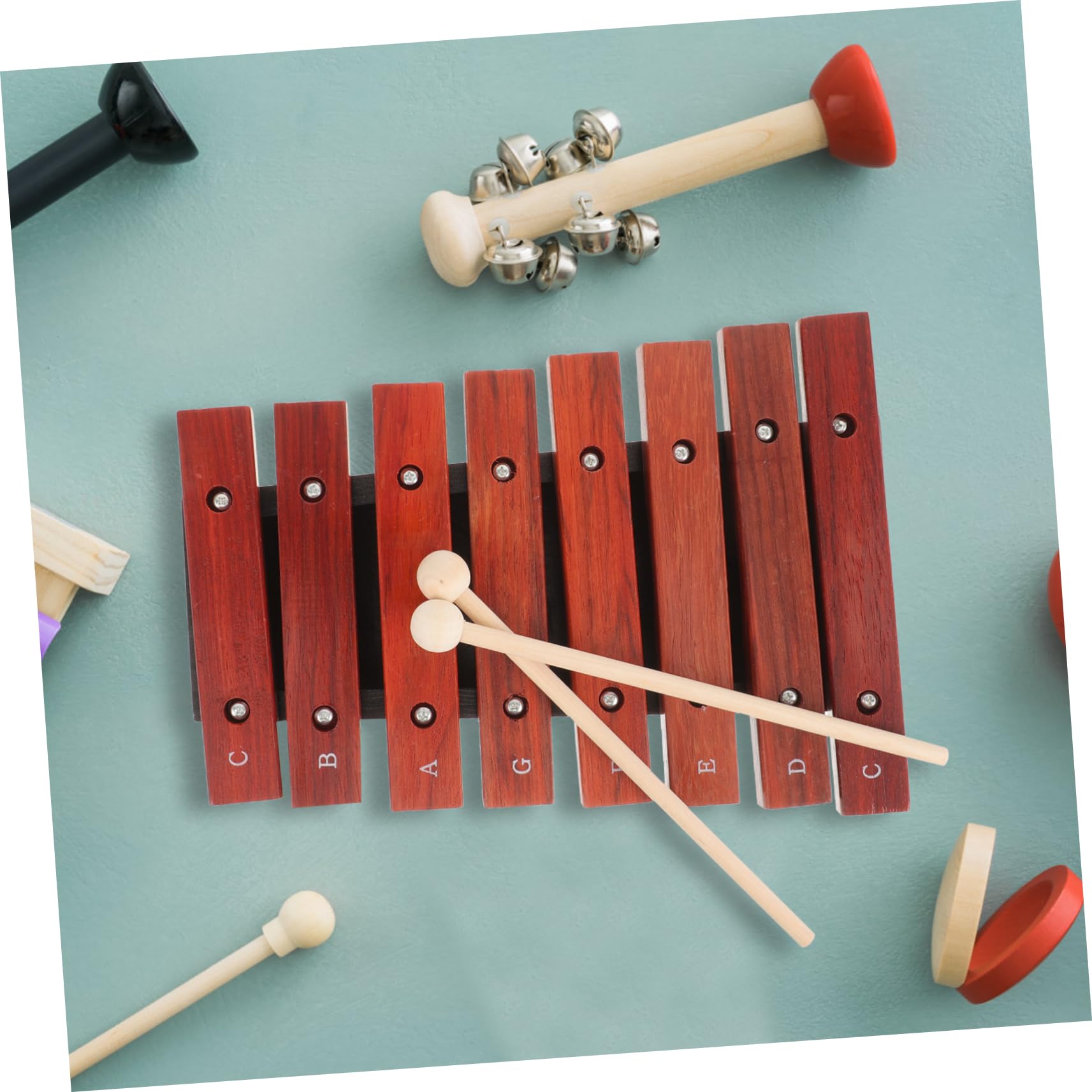 Vaguelly 8-Tasten Holz Xylophon für Kleinkinder mit Holzschlägeln Leicht und Tragbar Pädagogisches Musikinstrument als Geschenk zur Hand Auge Koordination Zufällige Farbe