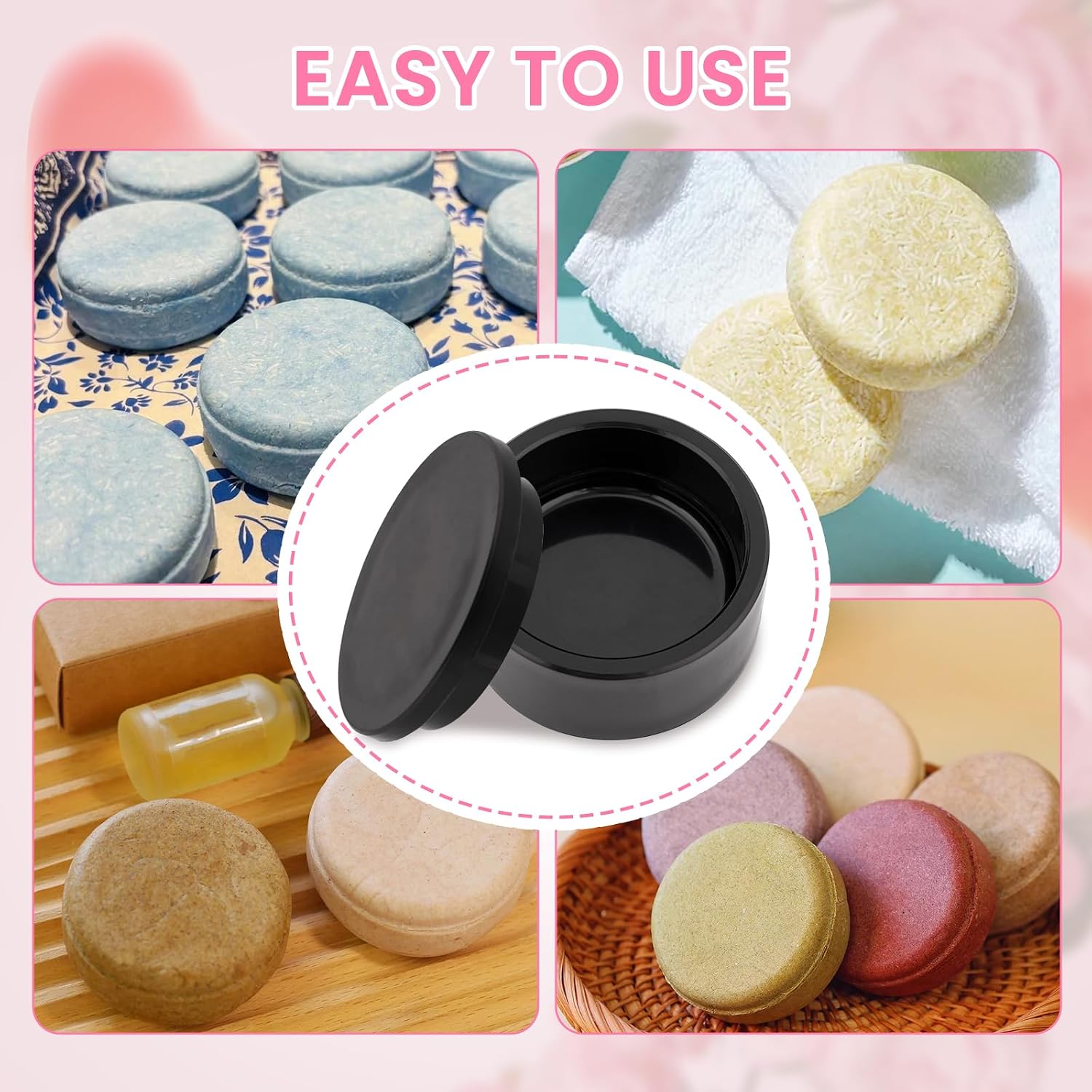 2.5inch Round Soap Shampoo Bar Mold, 3D Plastic Solid Bath Bomb Shower Steamer Press Molds for Making Shampoo Bars, Shower Steamers, Soaps, Bath Bombs, DIY Making Supplies (Round)