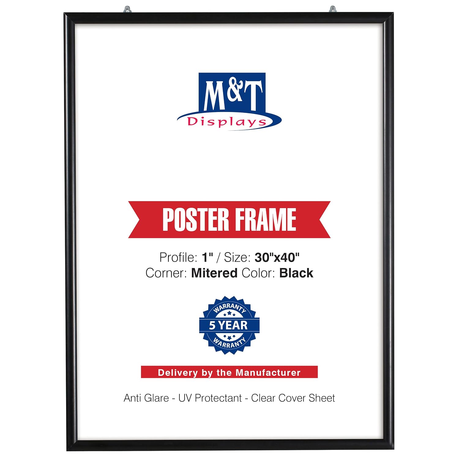 M&T Displays Portable Snap Poster Frame 24x36 Inch Black 1" Aluminum Profile Front Loading Wall Mounting Photo Picture Document Certificate Sign Holder Mitered Corner Anti Glare... - Image 9