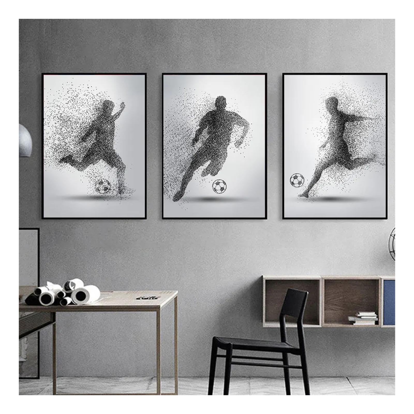 Cuadros de fútbol abstracto para decorar un dormitorio juvenil moderno 8