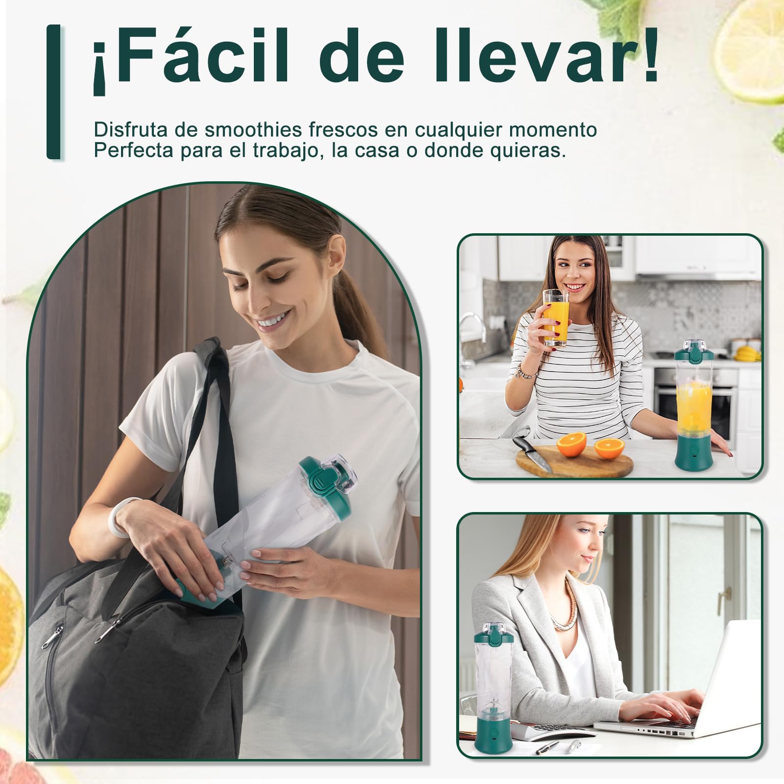 FRZA Batidora GO Portátil 600 ml con Batería 4000 mAh – Recargable USB, Cuchillas Inox para Batidos, Smoothies y Proteína – Vaso Ligero para Gimnasio, Oficina y Viajes