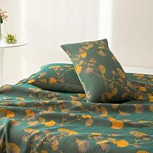 100% Cotton Muslin Pillow Shams Set of 2 Jacquard Floral Ginkgo Leaves Pillow Covers, Soft 3 Layers Gauzy Reversible Pillow Protectors, 20"x30"