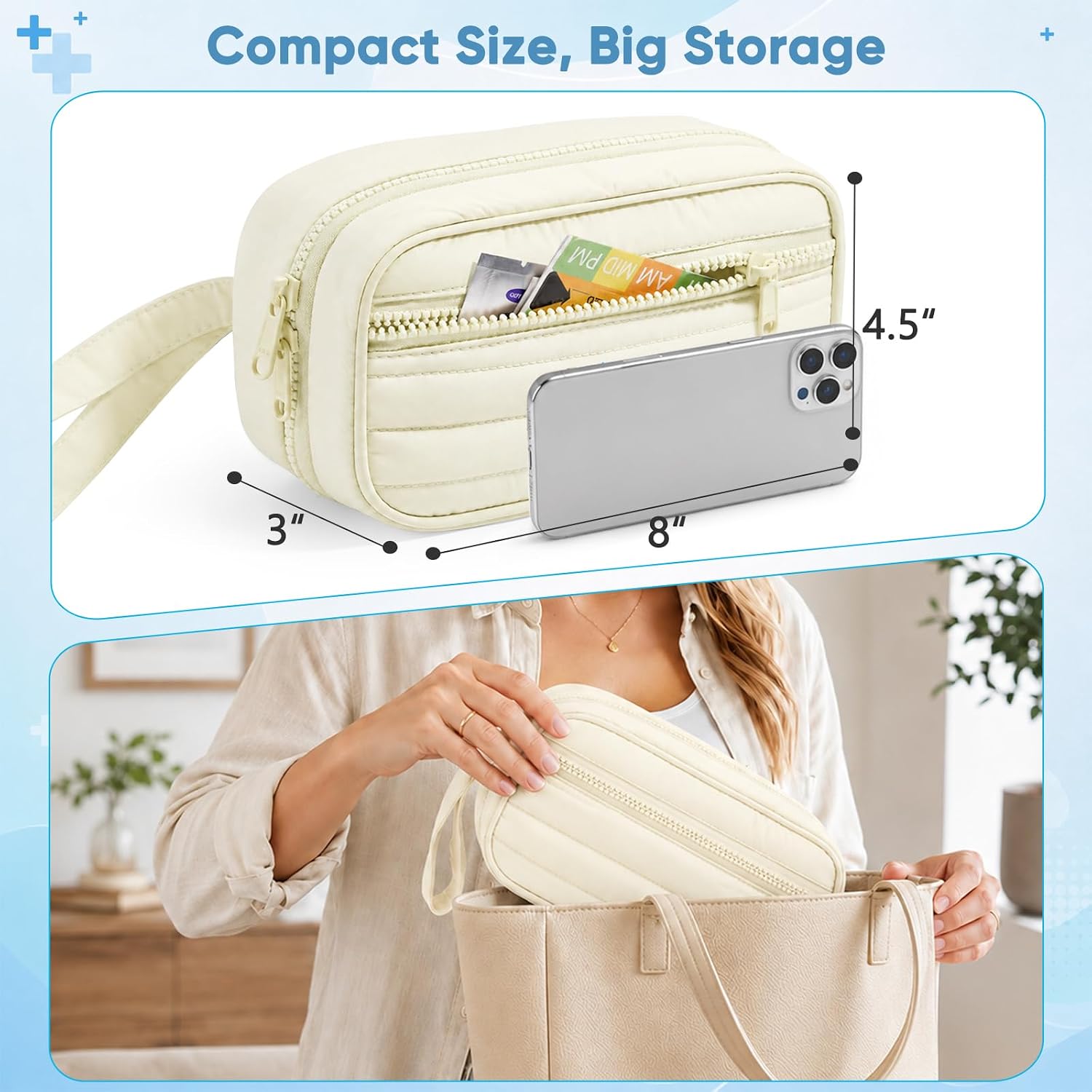 BAGSFY Insulin Cooler Travel Case, Puffy Diabetes Supplies Bag with Insulated Cooling Compartment, Double Layer Diabetic Organizer for Insulin Pens, Glucose Meter and Medication, Pink, Bag Only image 5