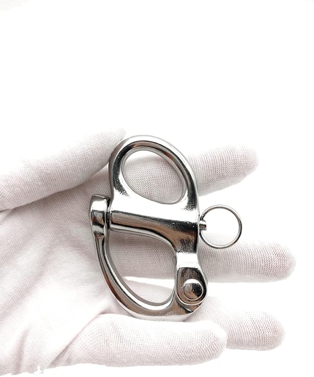 Stainless-Steel Quick Release Shackle - Fixed Bail Snap Shackle,Ideal Connector for Sail Boats, Helicopters, Mountaineering, Rock Climbing, Swings, Pet Chains, etc.