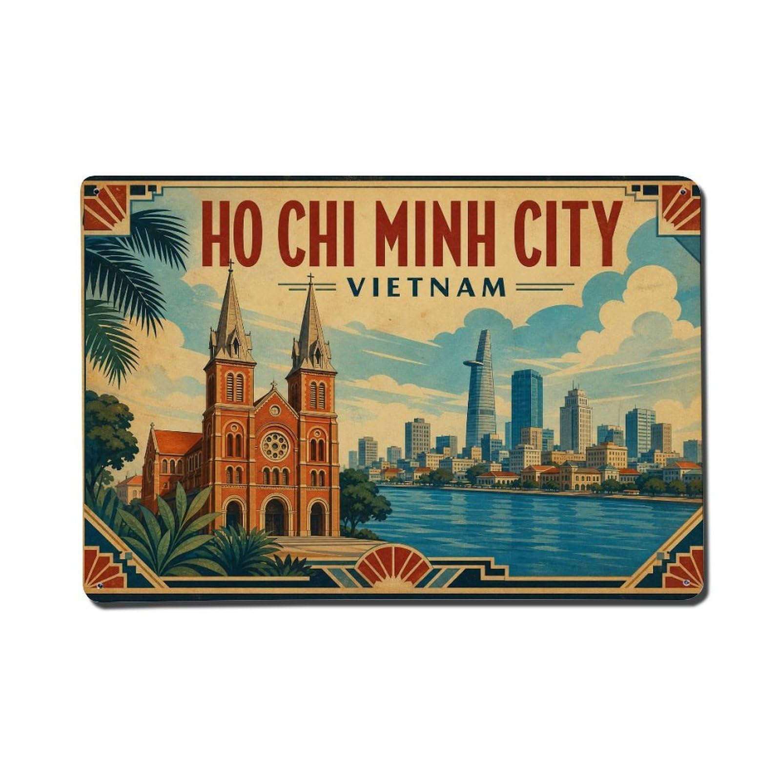 Vietnam Ho Chi Minh City Travel Destination Heritage Metal Tin Sign