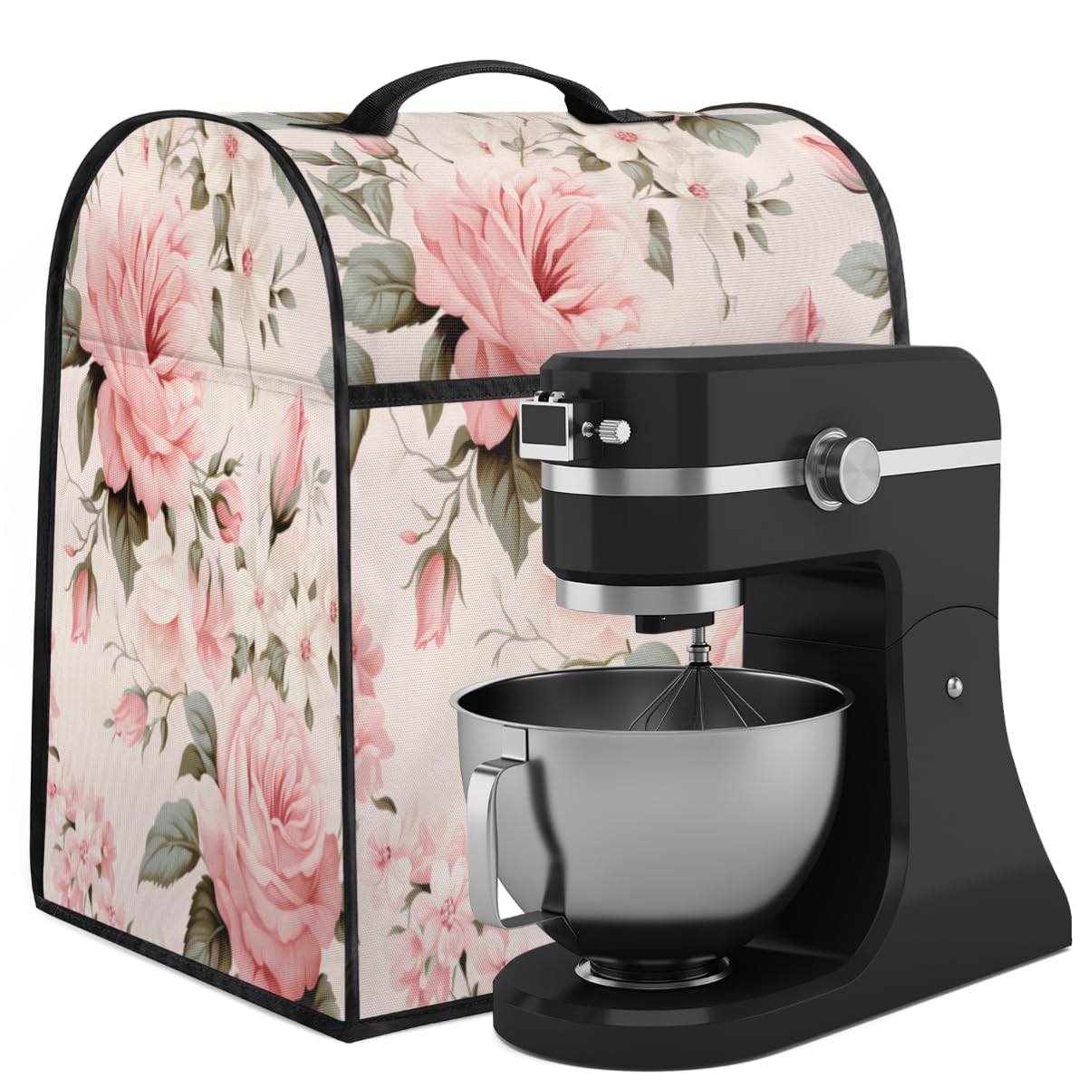 Coffee Maker Cover Pink Flower Kitchen Appliance Covers Small Appliance Covers Blender Cover Juicer Cover Dust Covers for Kitchen Appliances with Top Handle and Pockets,Washable,C823