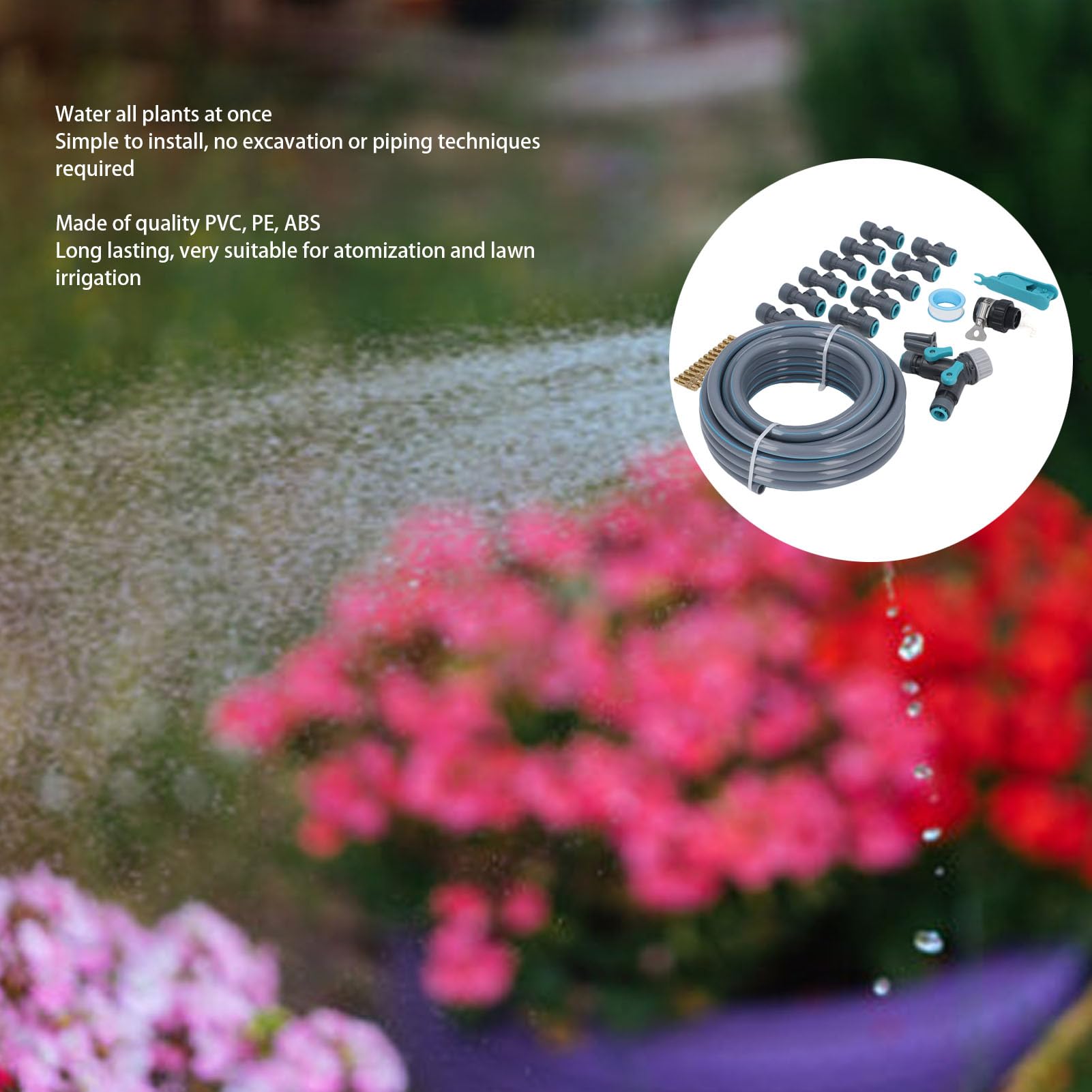 di irrigazione da giardino Kit di irrigazione a goccia automatica da 10 m Set di attrezzature per prato da patio con gocciolatore regolabile per tubo