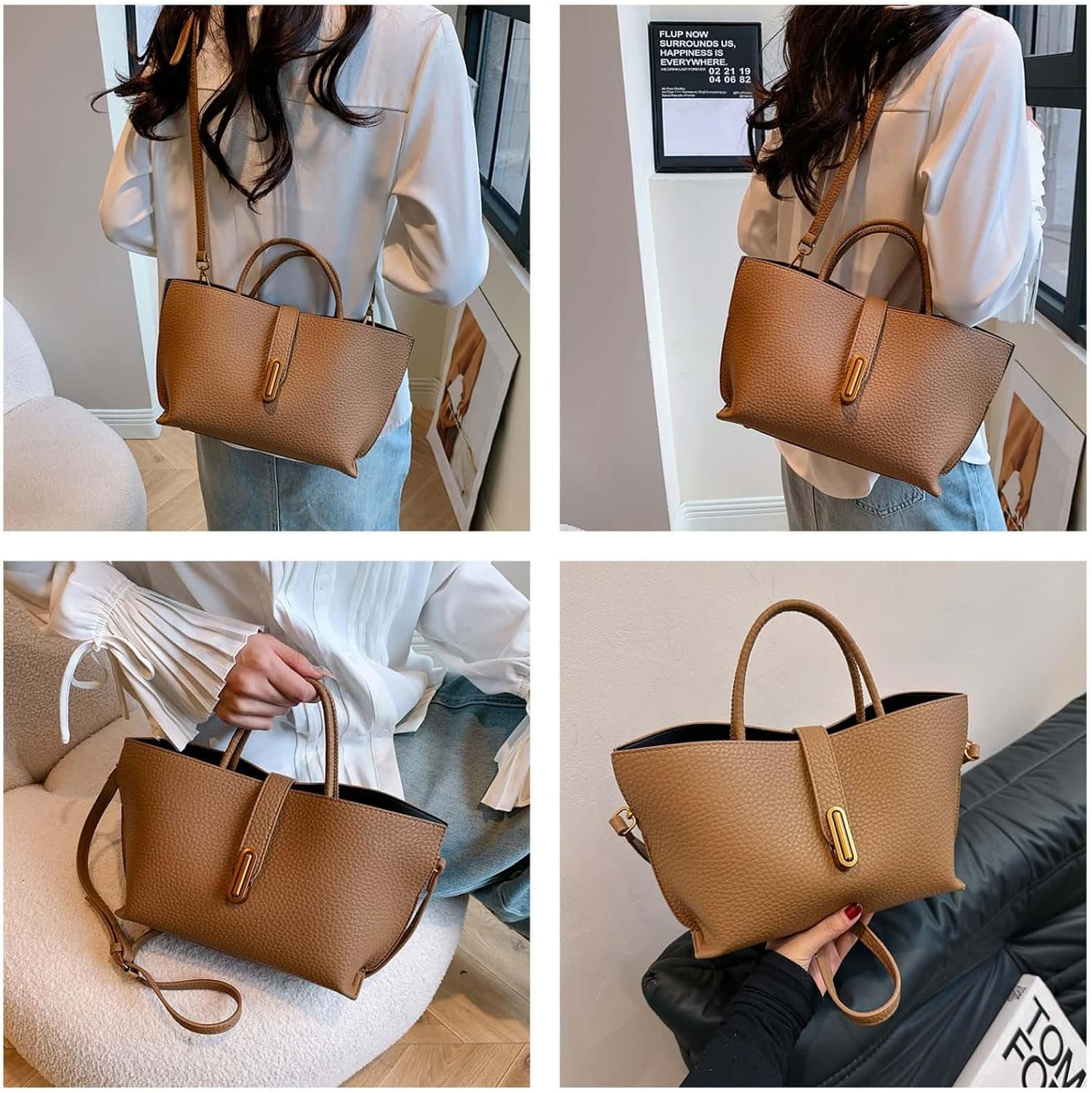 Crossbody Bags for Women Trendy Tote Bucket Bag Y2K Vintage Hobo Fashion Large Vegan Leather Purses Shoulder Handbag
