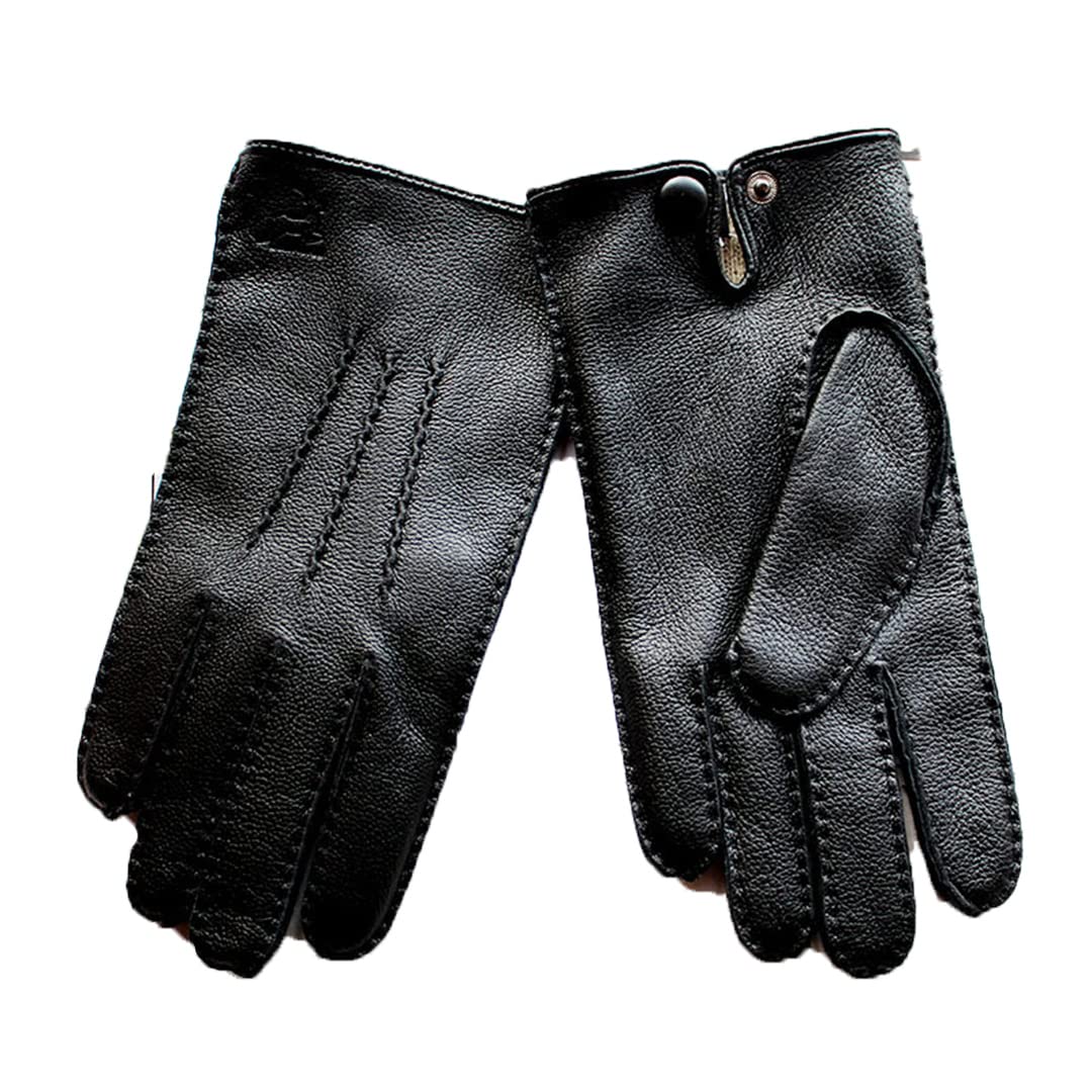 Guantes de cuero con pantalla táctil para hombre, forro de lana fina, guantes cálidos para hombre de otoño e invierno