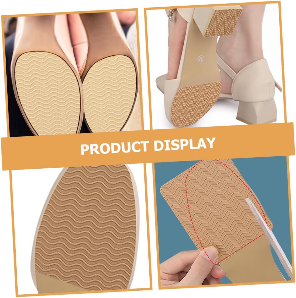 Alasum Anti-Slip Shoe Sole Pad Adhesive Non-Slip Shoe Bottom Stickers 8 Pieces Set Black Beige Khaki for High Heels Slip Protection