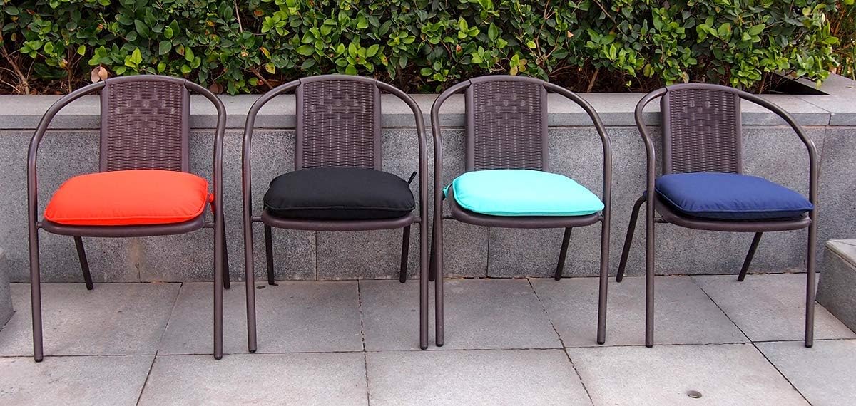 2 Pack Water Repellent Patio Chair Cushion Breathable 17"x16" Seat Cushion with Ties Black-2: Kitchen & Dining
