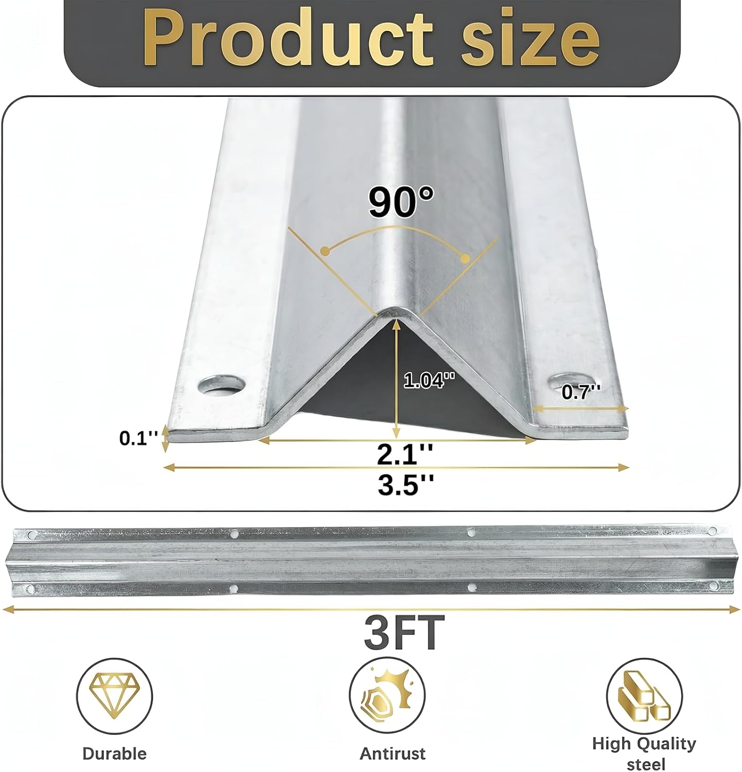 6 FT(3FT×2) Heavy Duty Extra Wide 3.5" Wide V-Track for Sliding Gate,Compatible with 4" & 6" V-Groove Wheels, Galvanized Steel Ground Track Modular Design for Driveway, Warehouse & Industrial Gates