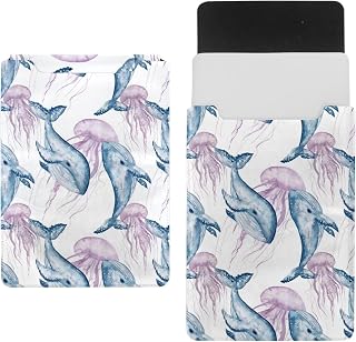 Funda protectora para portátil de 14 pulgadas, impermeable, delgada, para tablet, portátil, color lila y ballenas azules