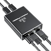 Vista 9 de Divisor Ethernet CAT 6 1 a 2 100 Mbps, BolAAzuL RJ45/Divisor de red (1 en 2 salidas) de alta velocidad 1x2 con cable de alimentación USB de 2.6