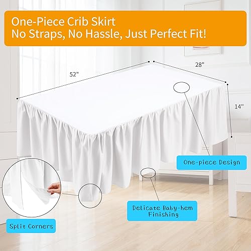 Miniatura 3 de Falda de cama para cuna, 100% algodón, natural, suave, transpirable para la piel delicada del bebé, falda de cama de cuna para bebés niños y niñas,