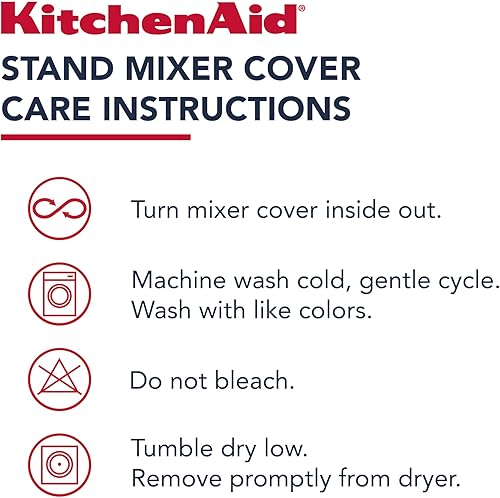 Miniatura 6 de KitchenAid Funda para batidora con soporte de rayas inclinables y bolsillo de almacenamiento, acolchada 100% algodón, 14.4 x 18 x 10 pulgadas, rosa