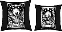 Vista 3 de The Pinball Girl Retro Arcade Game 80s Tarot Card Skeleton Throw Pillow