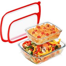 NUTRIUPS 9x11 & 9x6in, 3+1.3QT Rectangular Deep Baking Dish with Lid