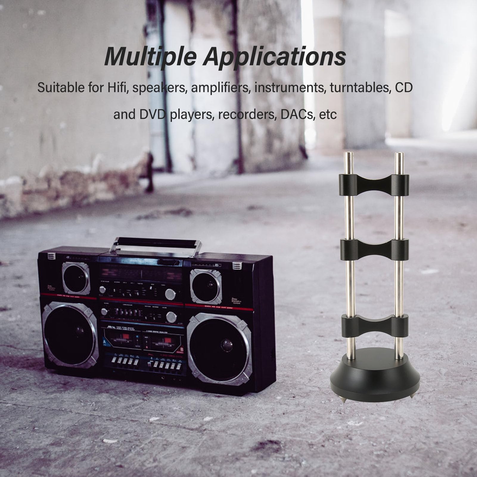 KUIDAMOS Stojak na Kable HiFi Premium Stop Aluminium Redukujący Wibracje Stojak na Organizery na Głośniki i Wzmacniacze 9,8 Cala