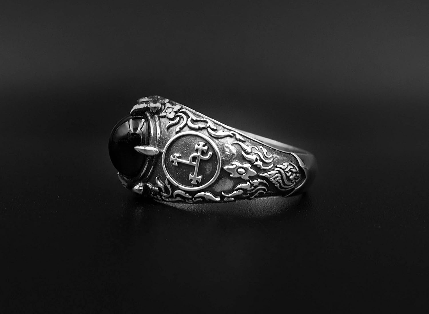 Onyx Seal Sigil of Lilith Ring for Women's and Men's Ring 925 Sterling Silver Size 6-15
