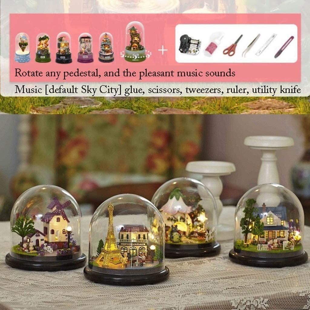 Carillon Carillon LED Rotante Kit Casa Delle Bambole In Miniatura Fai-da-te Crea Carillon Per Bambini Dai 10 Anni In Su. Regalo Di Compleanno scatole musicali regalo di compleanno ( Color : G , Size :